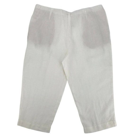 Pure Jill Womens High Rise Flat Front Linen White Slim Cropped Pant Sz LP Petite - Picture 2 of 8